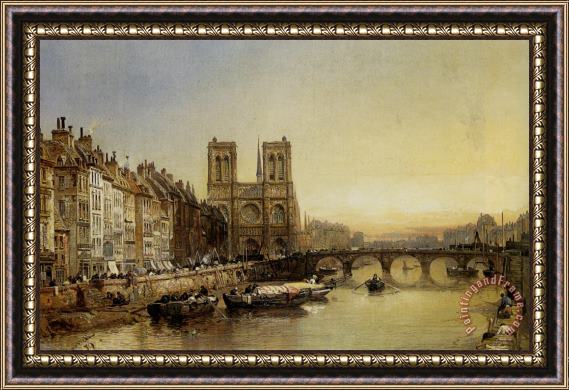 James Webb Notre Dame From The River Seine Framed Painting
