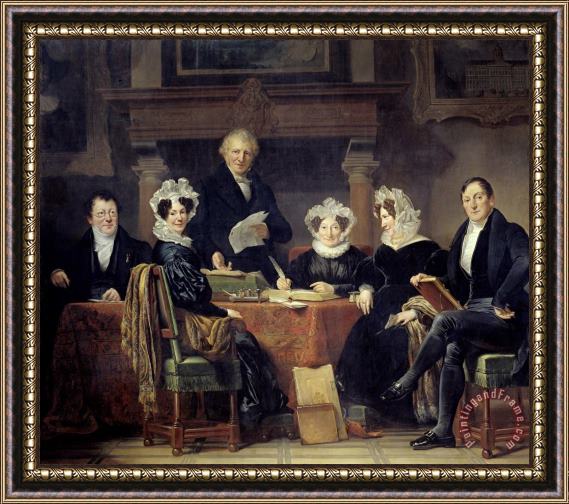 Jan Adam Kruseman Group Portrait of The Regents And Regentesses of The Lepers' Home of Amsterdam, 1834 35 Framed Painting
