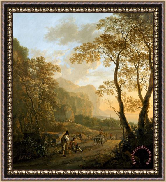 Jan Both Landscape with Resting Travellers And Oxcart Framed Print