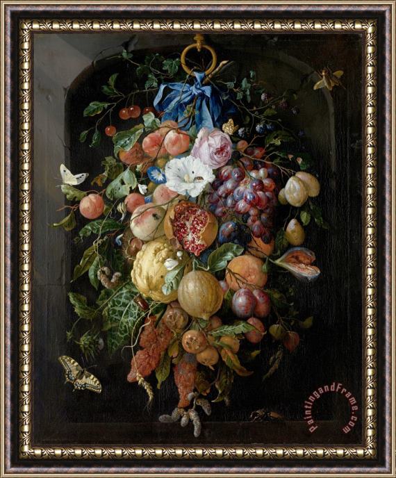 Jan Davidsz de Heem Festoon of Fruit And Flowers Framed Print