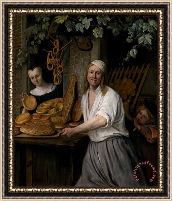 Jan Havicksz Steen The Baker Arent Oostwaard And His Wife, Catharina Keizerswaard Framed Painting