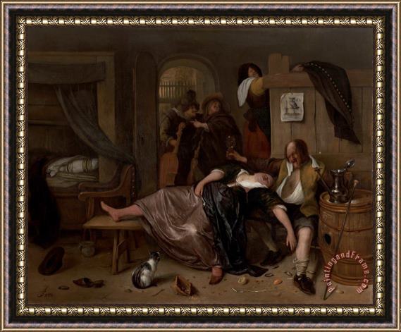 Jan Havicksz Steen The Drunken Couple Framed Painting