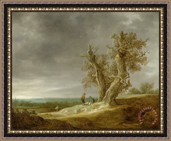 Jan Josefsz Van Goyen Landscape with Two Oaks Framed Painting