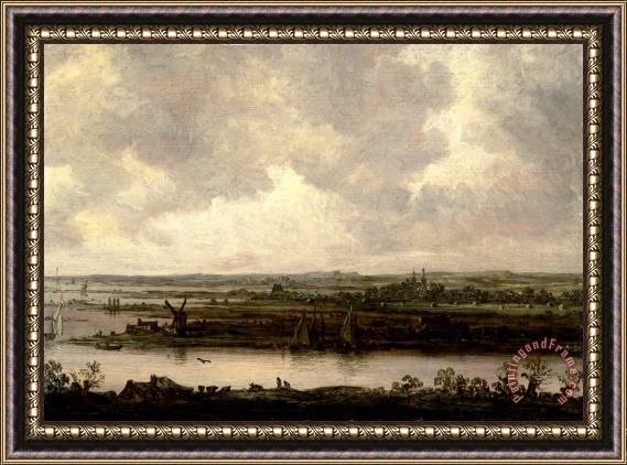 Jan Josefsz Van Goyen View of The Spaarne And of Haarlemmermeer (vista on a Wide River) Framed Print