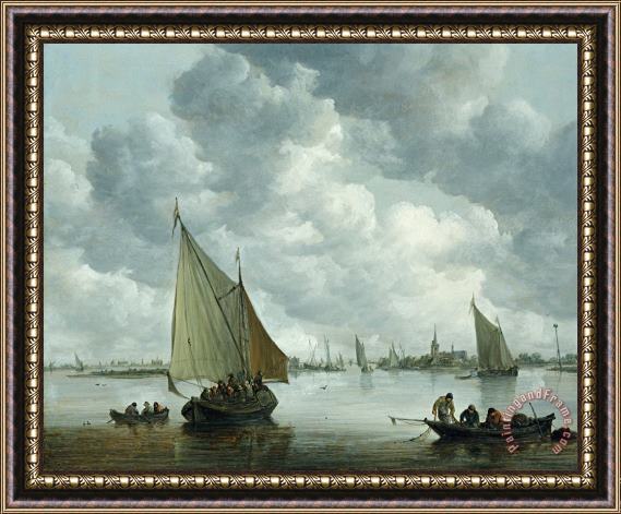 Jan Josephsz van Goyen Fishingboat in an Estuary Framed Print