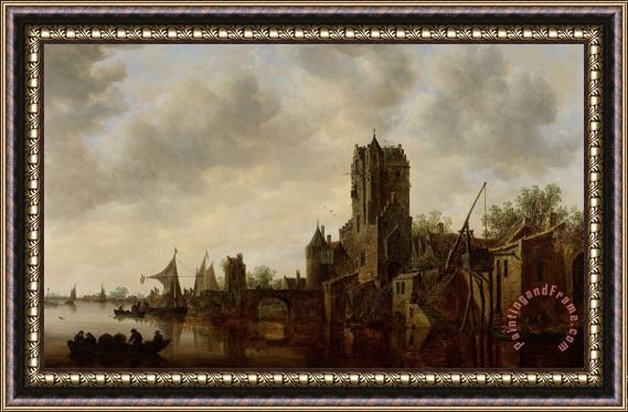 Jan Josephsz van Goyen River Landscape With The Pellecussen Gate Near Utrecht Framed Painting