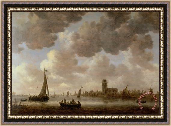 Jan Josephsz van Goyen View of Dordrecht Downstream from the Grote Kerk Framed Painting