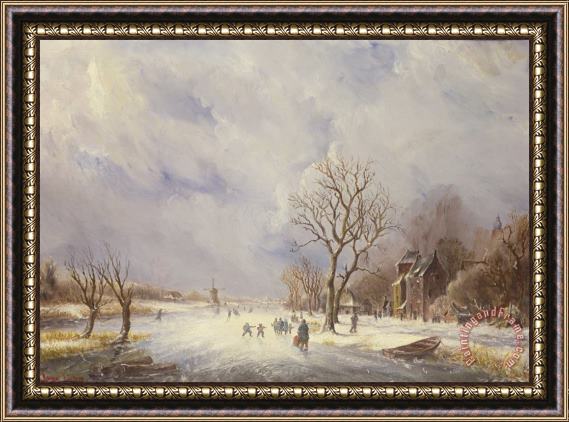 Jan Lynn Winter Canal Scene Framed Painting
