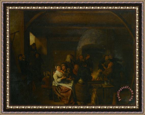 Jan Miense Molenaer The Interior of a Tavern with Peasants Cavorting And Drinking Framed Print
