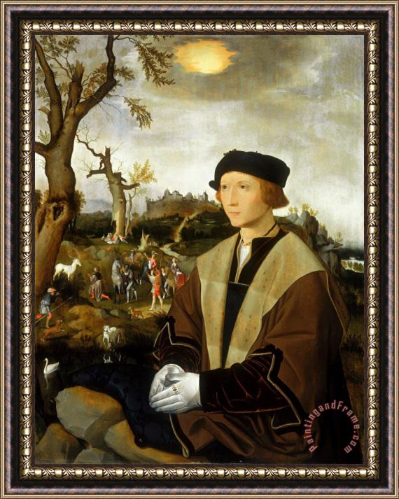 Jan Mostaert Portrait of a Young Man Framed Painting