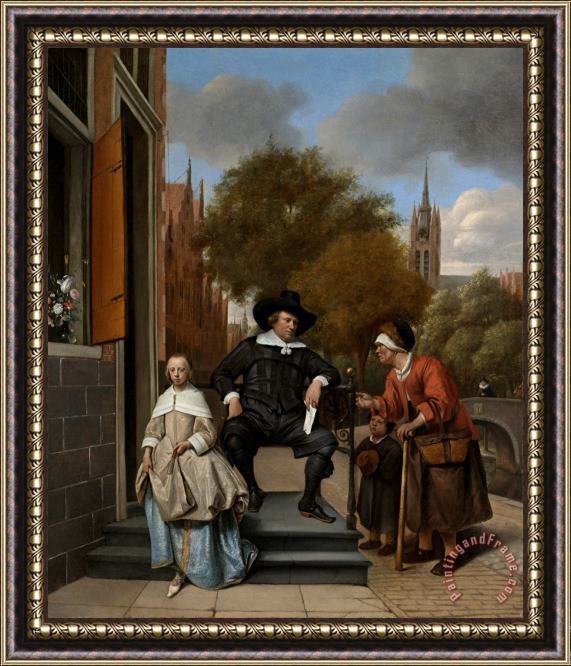 Jan Steen A Burgomaster of Delft And His Daughter Framed Print