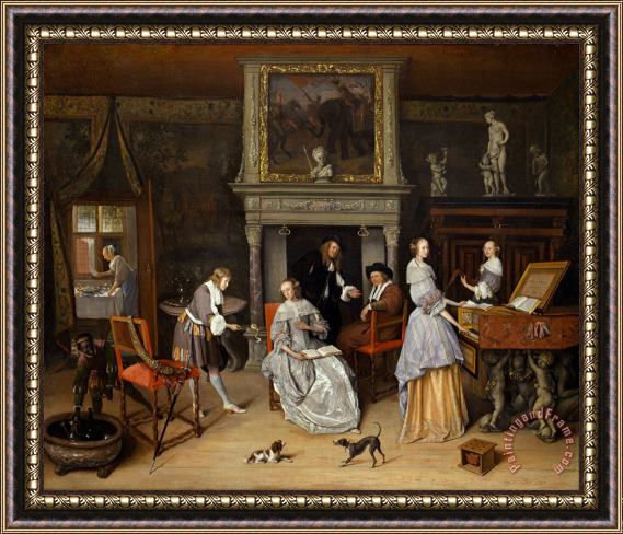 Jan Steen Fantasy Interior with Jan Steen And The Family of Gerrit Schouten Framed Print