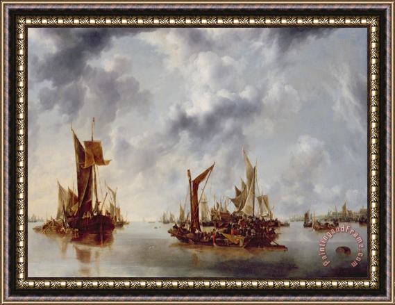 Jan van de Capelle A Calm Framed Painting