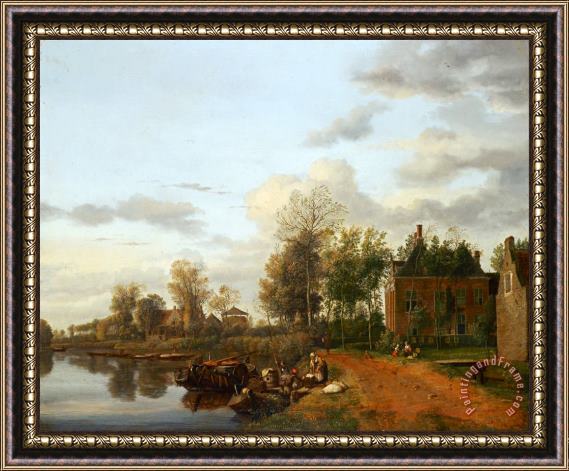 Jan van de Heyden Country House on The Vliet Near Delft Framed Print