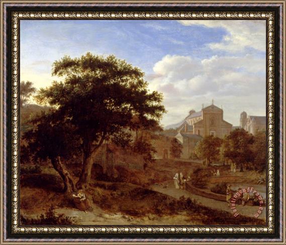 Jan van der Heyden Two Churches And a Town Wall Framed Painting