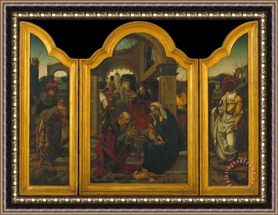 Jan Van Dornicke Triptych with The Epiphany Framed Painting