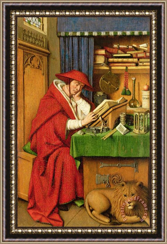 Jan van Eyck St. Jerome in his Study Framed Painting