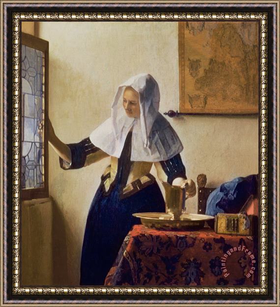 Jan Vermeer Young Woman with a Water Jug Framed Painting