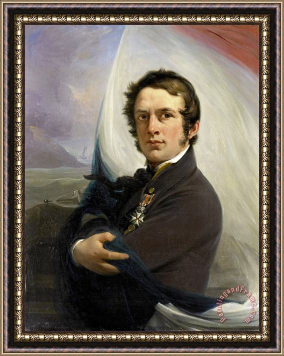 Jan Willem Pieneman Portrait of Jacob Hobein, Rescued The Dutch Flag Under Enemy Fire, 18 March 1831 Framed Print