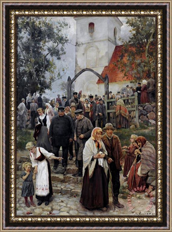 Janis Rozentals After Church Framed Painting