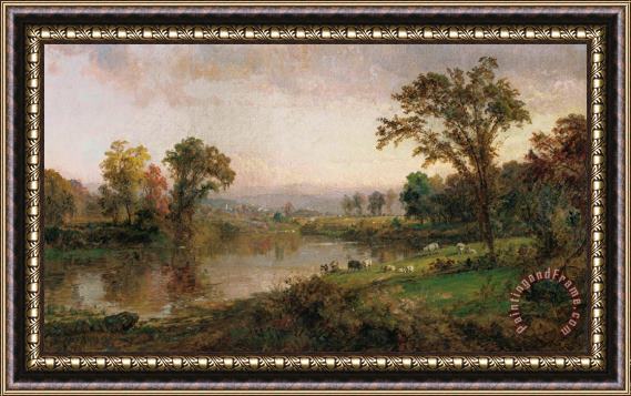 Jasper Francis Cropsey Riverscape in Early Autumn Framed Print