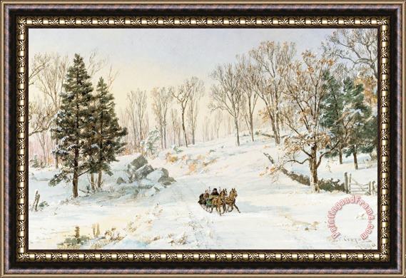 Jasper Francis Cropsey Winter on Ravensdale Road Framed Painting