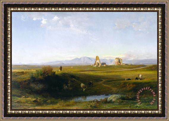 Jean Achille Benouville A View of The Roman Countryside Framed Print