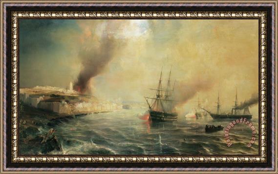 Jean Antoine Theodore Gudin Bombardment of Sale Framed Painting