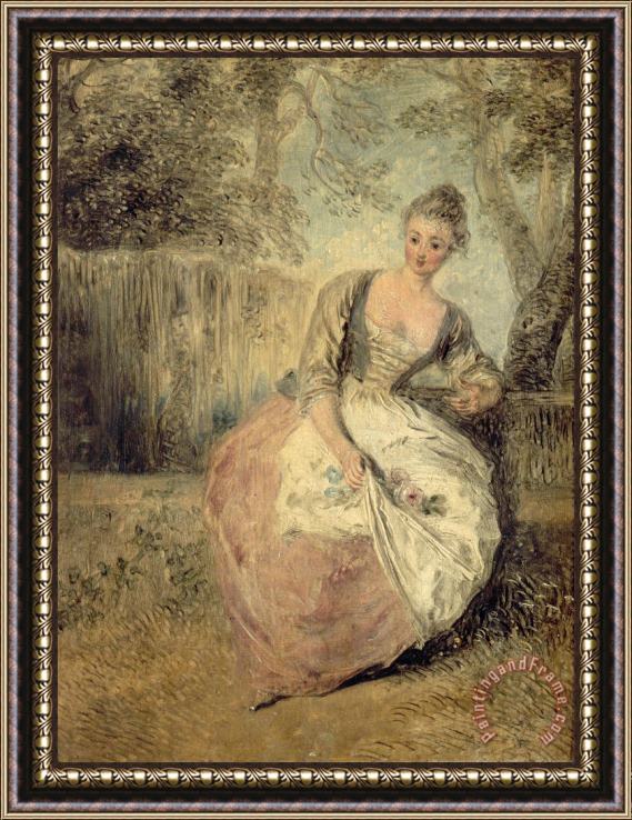 Jean Antoine Watteau L'amante Inquiete Framed Print
