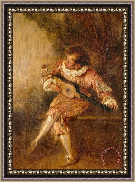 Jean Antoine Watteau Le Donneur De Serenades (mezetin) Framed Painting