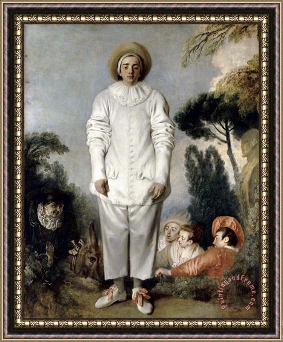 Jean Antoine Watteau Pierrot, Dit Autrefois Gilles Framed Painting