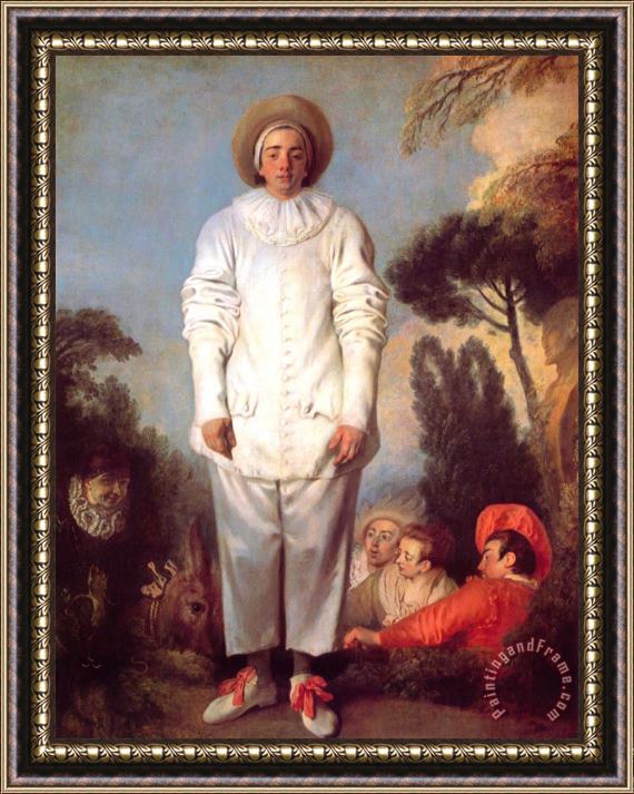 Jean Antoine Watteau Pierrot Framed Painting