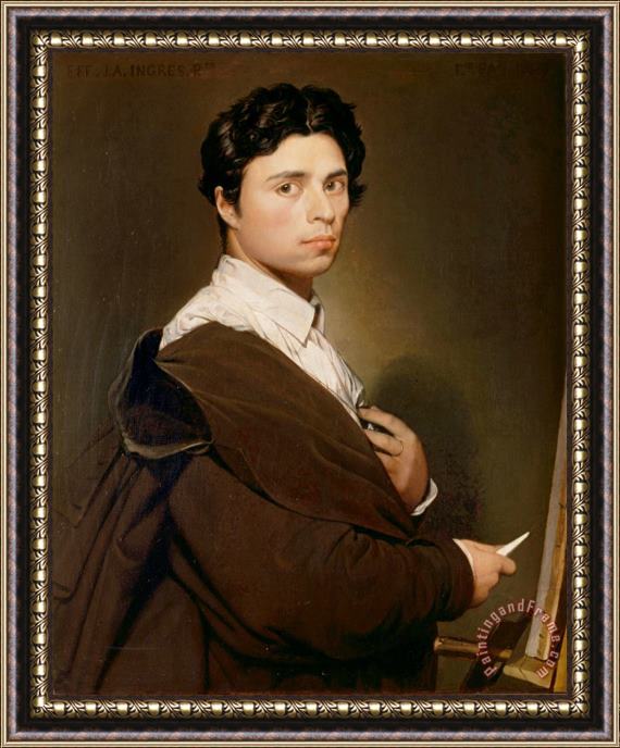 Jean Auguste Dominique Ingres Autoportrait a Vingt Quatre Ans Framed Painting