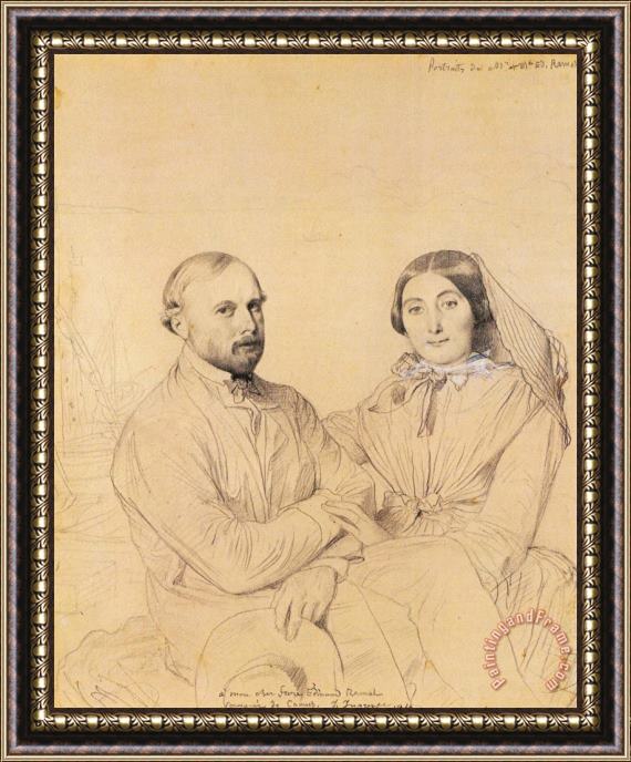 Jean Auguste Dominique Ingres Edmond Ramel And His Wife, Born Irma Donbernard Framed Painting