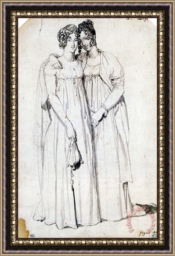 Jean Auguste Dominique Ingres Henriette Harvey And Her Half Sister Elizabeth Norton Framed Print