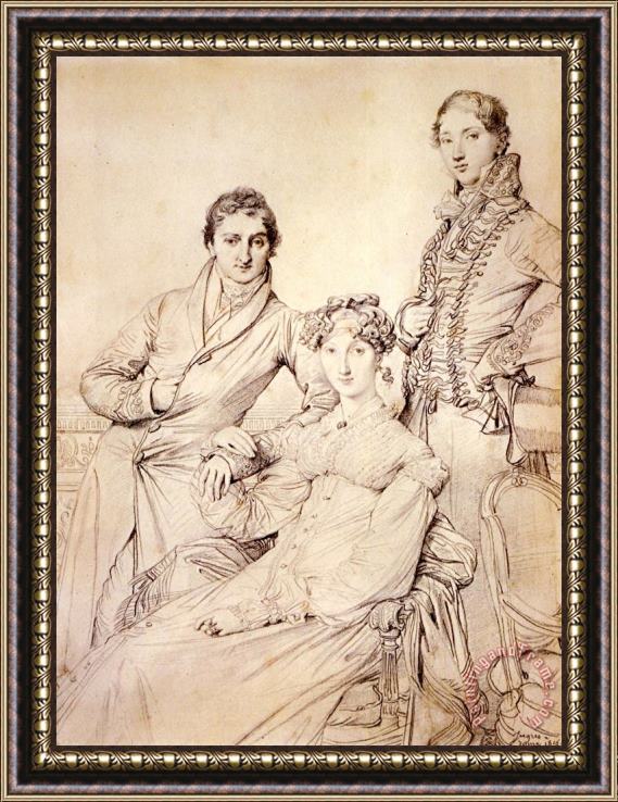 Jean Auguste Dominique Ingres Jospeh Woodheda And His Wife, Born Harriet Comber, And Her Brother, Henry George Wandesford Comber Framed Print