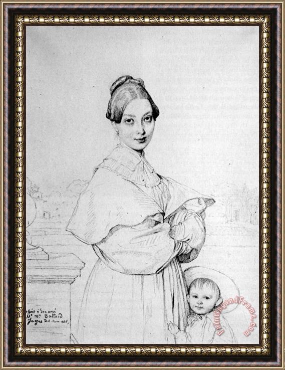 Jean Auguste Dominique Ingres Madame Victor Baltard, Born Adeline Lequeux, And Her Daughter, Paule Framed Painting