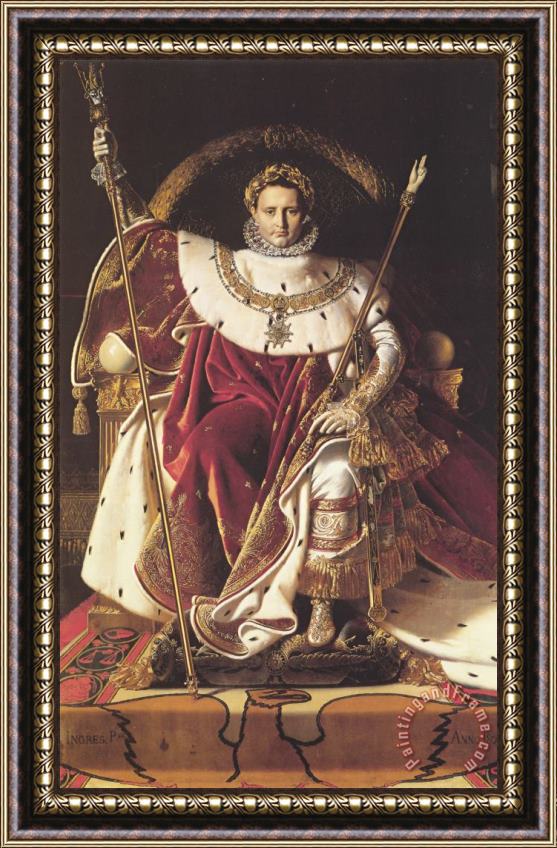 Jean Auguste Dominique Ingres Napoleon I on His Imperial Throne Framed Painting