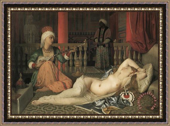Jean Auguste Dominique Ingres Odalisque with a Slave Framed Painting