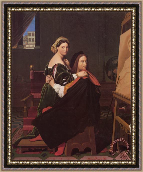 Jean Auguste Dominique Ingres Raphael And The Fornarina Framed Painting