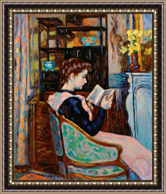Jean Baptiste Armand Guillaumin Mlle Guillaumin Reading Framed Painting
