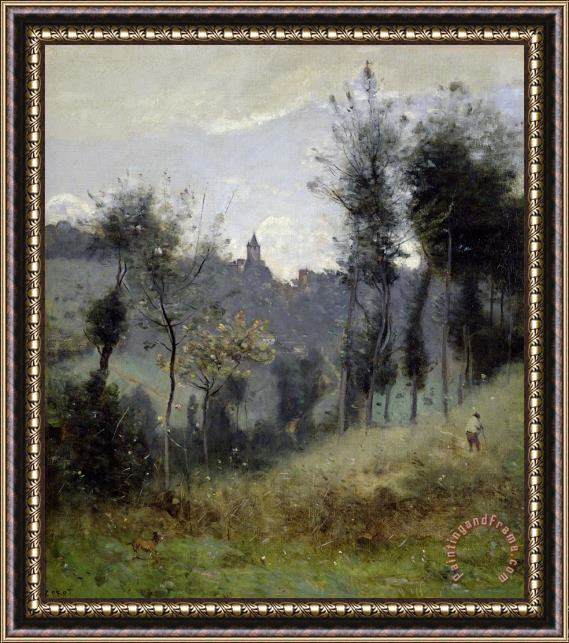 Jean Baptiste Camille Corot Canteleu near Rouen Framed Painting