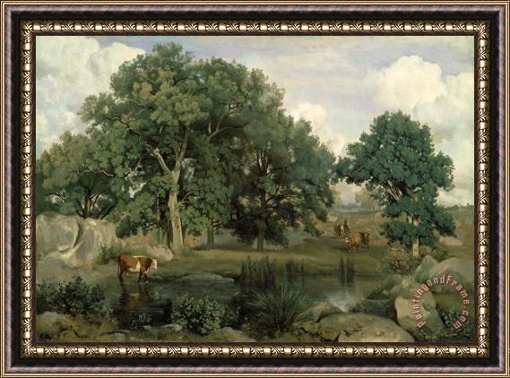 Jean Baptiste Camille Corot Forest of Fontainebleau Framed Painting