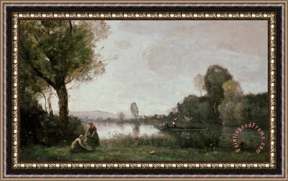 Jean Baptiste Camille Corot La Seine a Chatou Framed Print