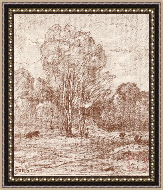 Jean Baptiste Camille Corot Le Dormoir Des Vaches (the Cow Pasture) Framed Print