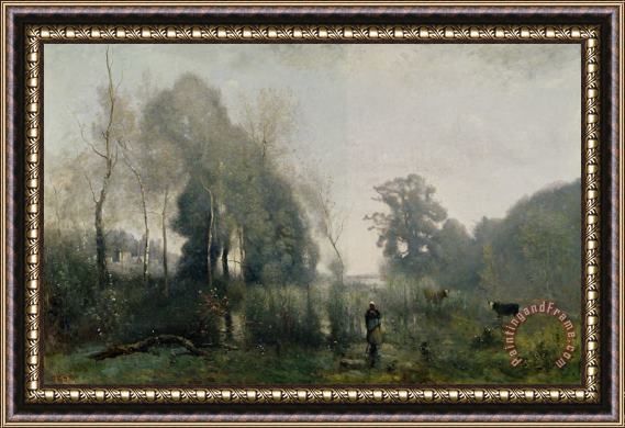 Jean Baptiste Camille Corot Morning at Ville dAvray Framed Painting