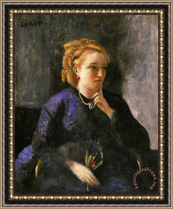Jean Baptiste Camille Corot Portrait of a Woman Framed Painting
