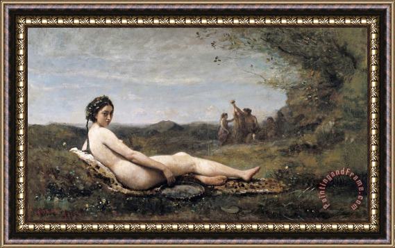 Jean Baptiste Camille Corot Repose Framed Painting