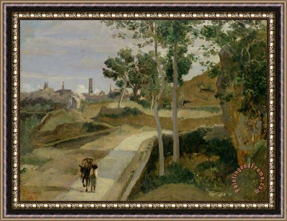 Jean Baptiste Camille Corot Road from Volterra Framed Painting