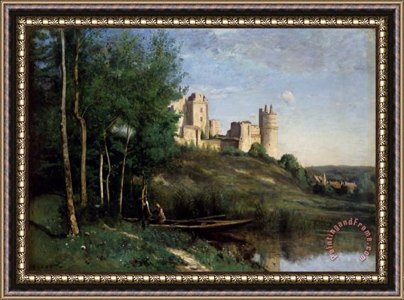 Jean Baptiste Camille Corot Ruins of the Chateau de Pierrefonds Framed Painting